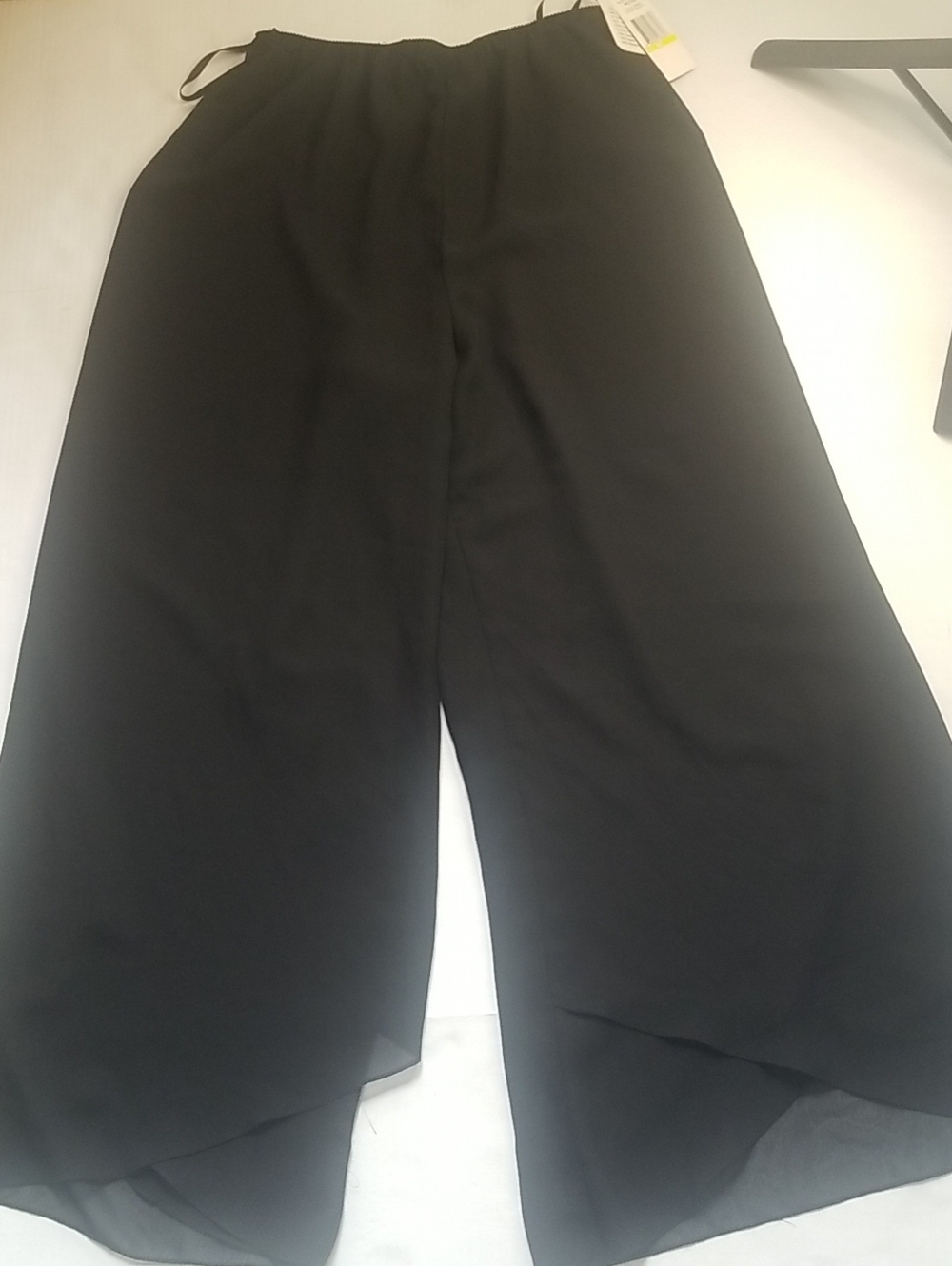 Alex Evenings Black Wide-Leg Sheer Overlay Palazzo Pants
